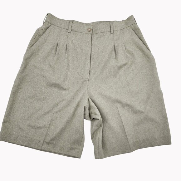 Tail Womens Heathered Pleated Front Shorts Size 14 Light Heather Green Microfibe - Picture 1 of 7